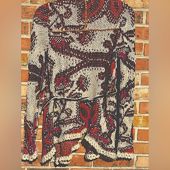 Moth for Anthropologie Sweater With Crochet Edging and Pom Pom Tie Belt. 
Size M - Picture 5 of 12